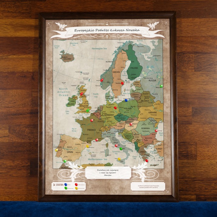 Prezent dla szefa odchodzącego na emeryturę - mapa podroży Europa