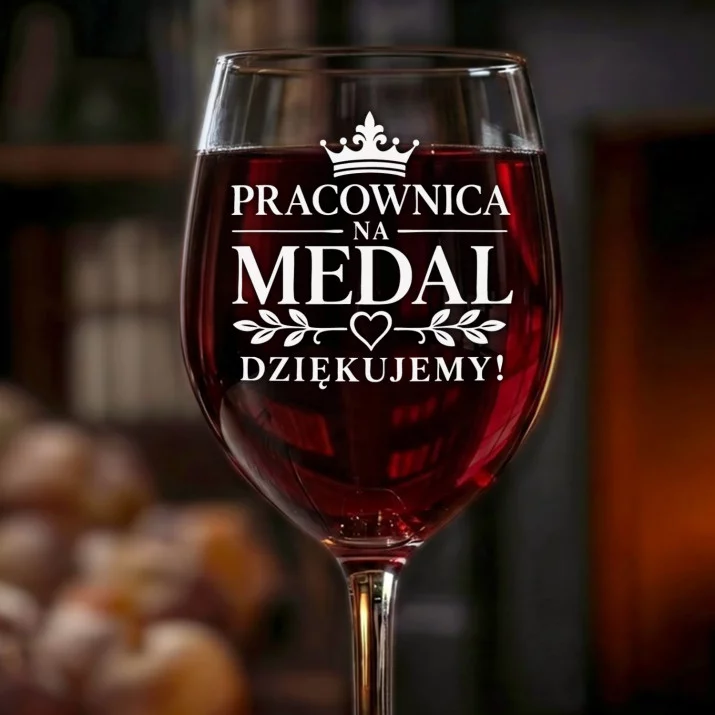 Kieliszek Do Wina Dla Pracownicy Prezent Dla Kobiety: Pracownica Na Medal Kieliszek Do Wina Dla Pracownicy Prezent Dla Kobiety: Pracownica Na Medal