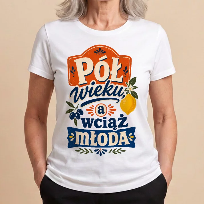 Koszulka Damska Biała Na 50 Urodziny Prezent Dla Kobiety: Retro