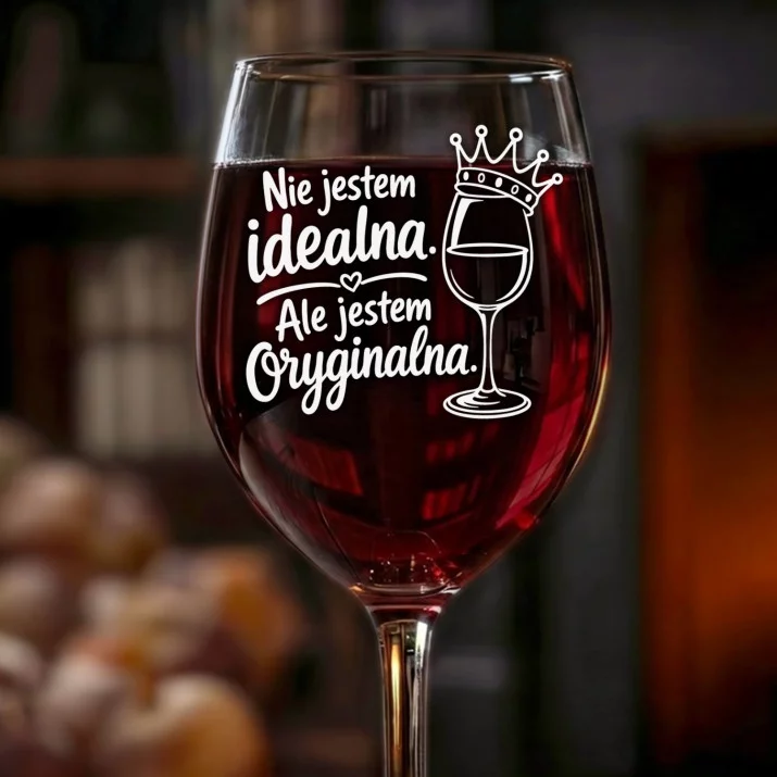 Kieliszek Do Wina Na Dzień Mamy Prezent Dla Mamy Kobiety: Oryginalna, Nie Idealna