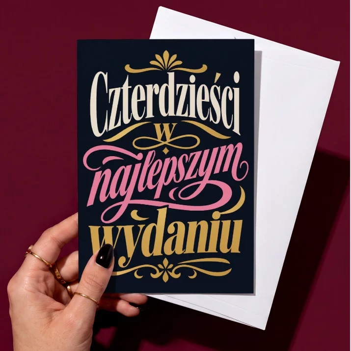 Kartka z Życzeniami Na 40 Na 40 Urodziny Dla Kobiety: Rozkwit Elegancji Kartka z Życzeniami Na 40 Na 40 Urodziny Dla Kobiety: Rozkwit Elegancji