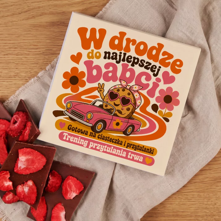 Czekolada Z Truskawkami Dla Przyszłej Babci Prezent Na Dzień Babci Dla Kobiety: Retro Kwiatowa Radość Czekolada Z Truskawkami Dla Przyszłej Babci Prezent Na Dzień Babci Dla Kobiety: Retro Kwiatowa Radość