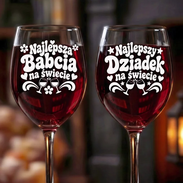 Dwa Kieliszki Do Wina Na Dzień Babci i Dziadka Prezent Dla Babci i Dziadka Pary: Duet Babcia I Dziadek Dwa Kieliszki Do Wina Na Dzień Babci i Dziadka Prezent Dla Babci i Dziadka Pary: Duet Babcia I Dziadek