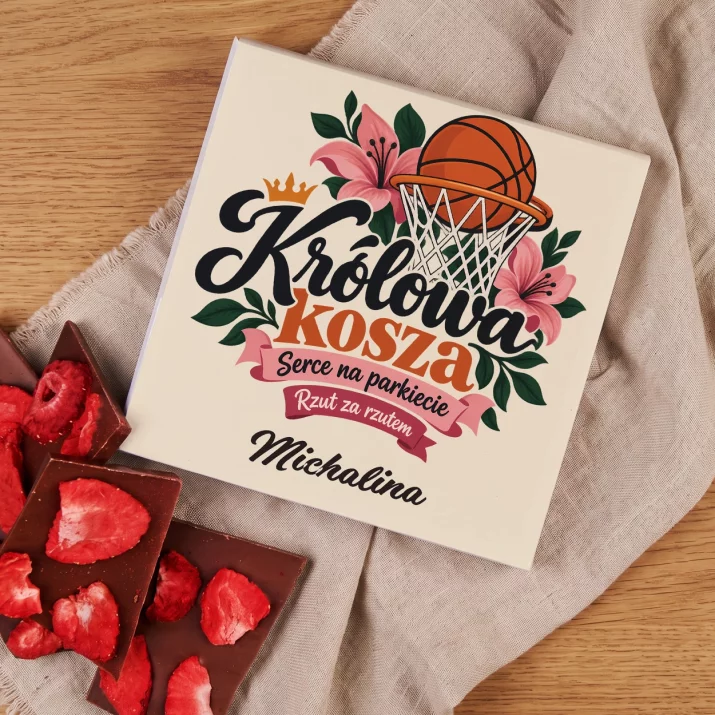 Czekolada z Truskawkami Dla Koszykarki Prezent Dla Kobiety: Królowa Kosza Czekolada z Truskawkami Dla Koszykarki Prezent Dla Kobiety: Królowa Kosza