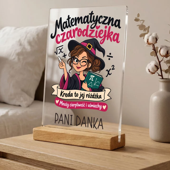 Druk Na Szkle Dla Nauczycielki Matematyki Prezent Na Dzień Nauczyciela Dla Kobiety: Matematyczna Czarodziejka