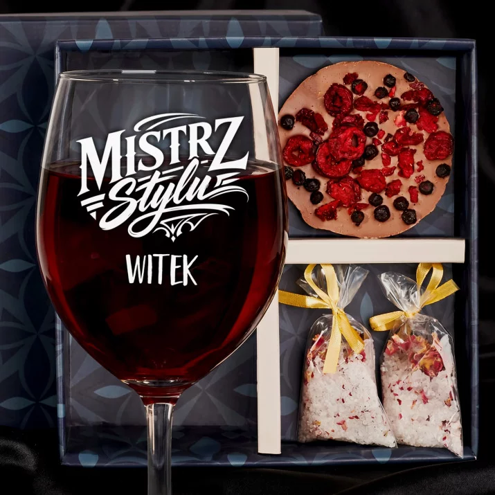 Zestaw Prezenowy z Kieliszkiem do Wina Dla Mężczyzny Dla Mężczyzny: Mistrz Stylu