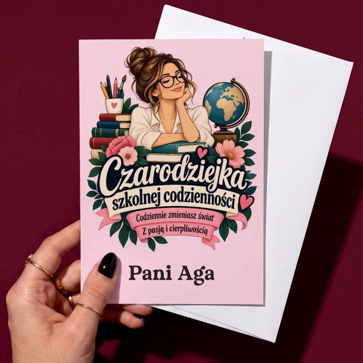 Kartka Personalizowana Dla Nauczycielki Prezent Na Dzień Nauczyciela Dla Kobiety: Czarodziejka Szkolnej Kartka Personalizowana Dla Nauczycielki Prezent Na Dzień Nauczyciela Dla Kobiety: Czarodziejka Szkolnej