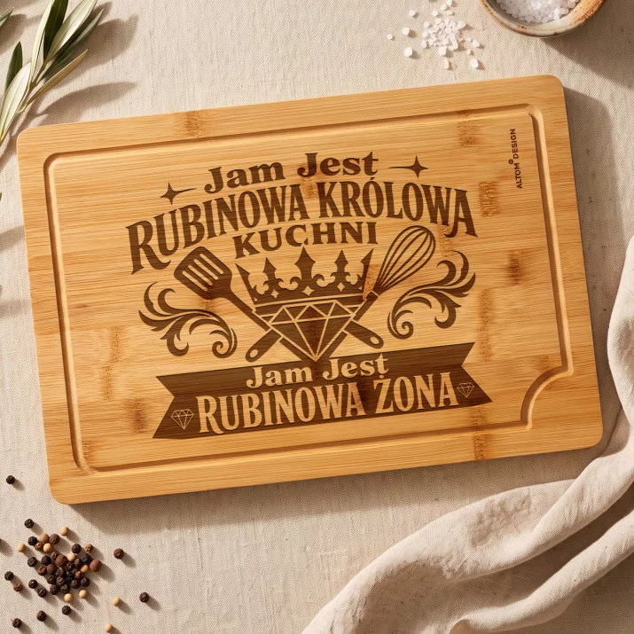 Deska Do Krojenia Na 40 Rocznicę Ślubu Prezent Dla Kobiety: Rubinowa Korona Kuchni Deska Do Krojenia Na 40 Rocznicę Ślubu Prezent Dla Kobiety: Rubinowa Korona Kuchni