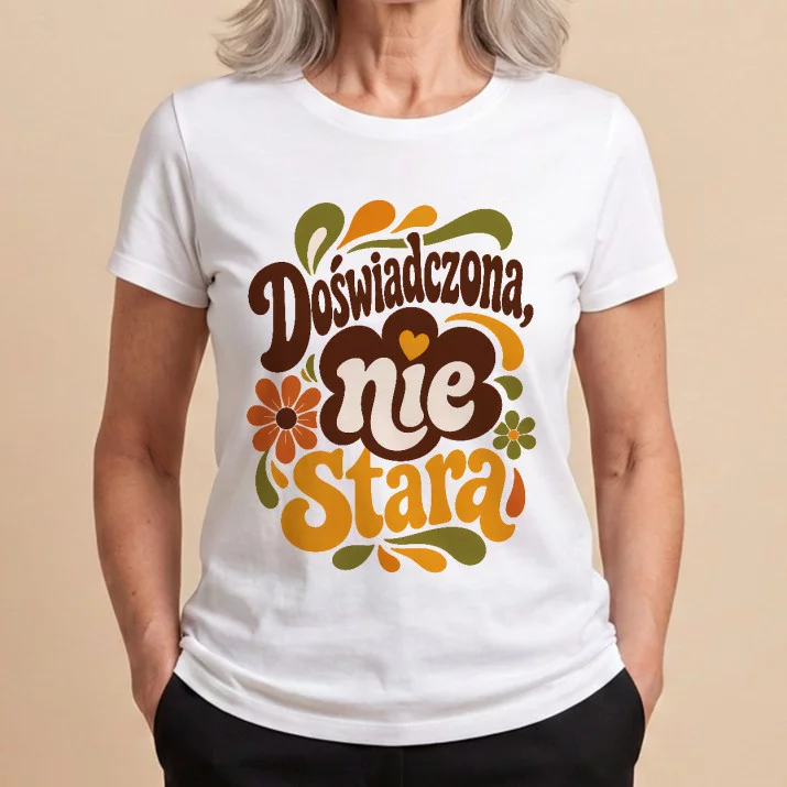 Koszulka Damska Biała Na 55 Rocznicę Ślubu Prezent Na Walentynki Dla Kobiety: Retro Groovy Elegancja