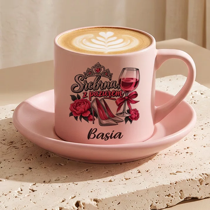 Filiżanka Personalizowana Na 25 Lecie Ślubu Prezent Dla Kobiety: Srebrna, Z Pazurem Filiżanka Personalizowana Na 25 Lecie Ślubu Prezent Dla Kobiety: Srebrna, Z Pazurem