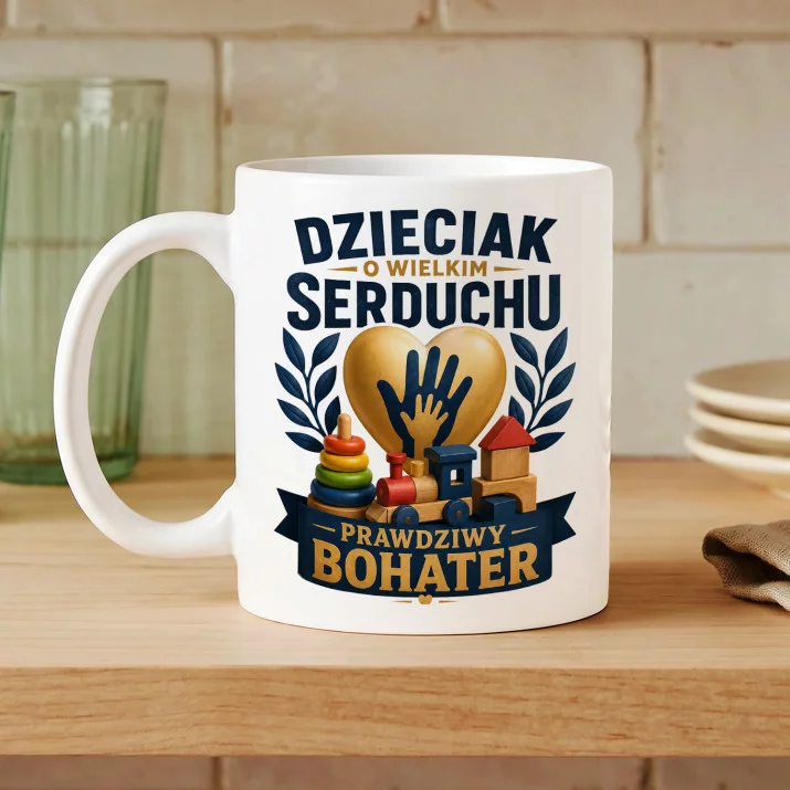 Kubek Z Nadrukiem Na Zakonczenie Zlobka Prezent Dla Mężczyzny: Dzieciak Owielkim Serduchu Kubek Z Nadrukiem Na Zakonczenie Zlobka Prezent Dla Mężczyzny: Dzieciak Owielkim Serduchu