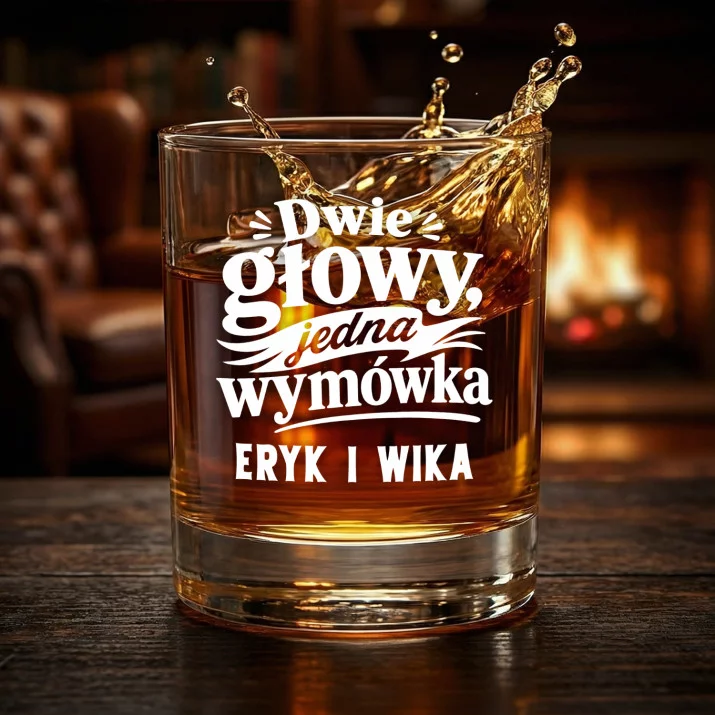 Szklanki Do Whisky z Grawerem Dla Pary Prezent Dla Pary: Dwie Głowy, Jedna Wymówka Szklanki Do Whisky z Grawerem Dla Pary Prezent Dla Pary: Dwie Głowy, Jedna Wymówka