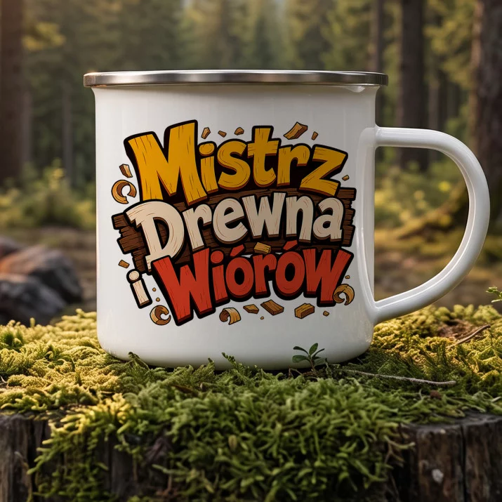 Kubek Emaliowany Dla Stolarza Prezent Dla Mężczyzny: Mistrz Drewna Kubek Emaliowany Dla Stolarza Prezent Dla Mężczyzny: Mistrz Drewna