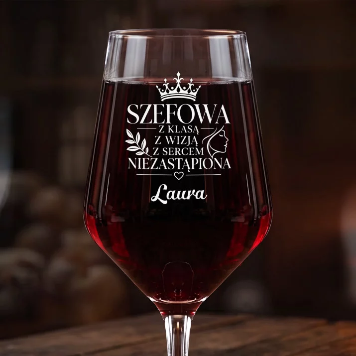 Mega Kieliszek Do Wina z Grawerem Dla Szefowej Prezent Dla Kobiety: Szefowa Z Klasą