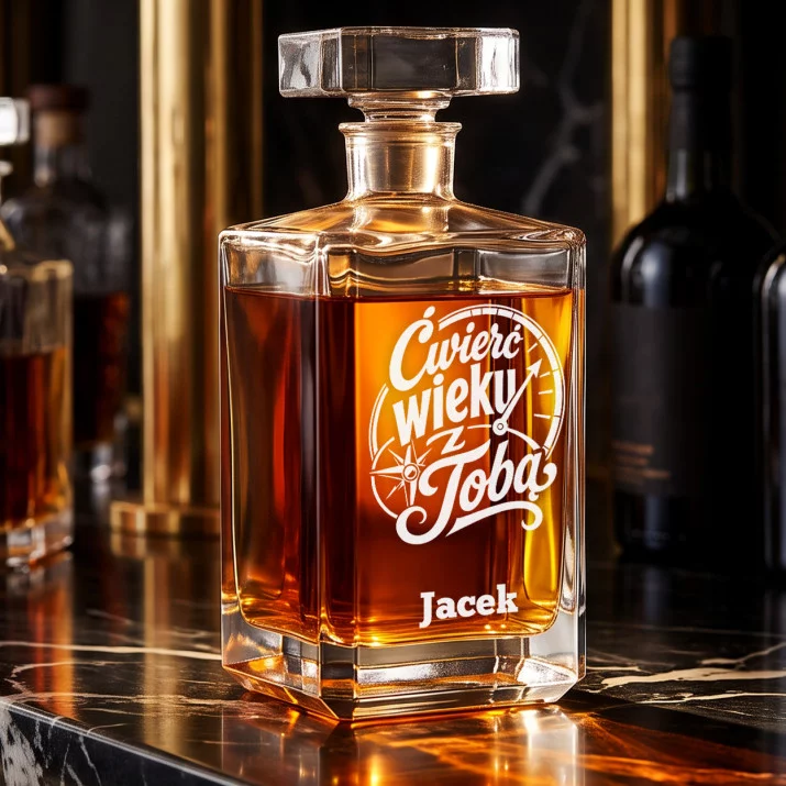 Karafka Do Whisky z Grawerem Na 25 Rocznicę Ślubu Prezent Dla Mężczyzny: Ćwierć Wieku Z Tobą