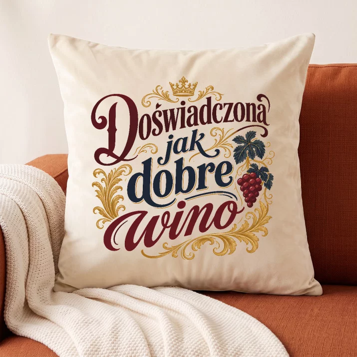 Poduszka Dekoracyjna Na 40 Prezent Na 40 Urodziny Dla Kobiety: Wino I Akant Poduszka Dekoracyjna Na 40 Prezent Na 40 Urodziny Dla Kobiety: Wino I Akant