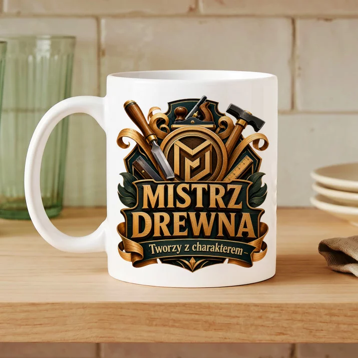 Kubek Z Nadrukiem Dla Stolarza Prezent Dla Mężczyzny: Mistrz Drewna Kubek Z Nadrukiem Dla Stolarza Prezent Dla Mężczyzny: Mistrz Drewna