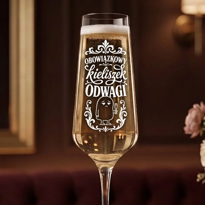 Kieliszek Do Szampana Z Grawerem Na Panieński Prezent Dla Kobiety: Toast Z Ironią Kieliszek Do Szampana Z Grawerem Na Panieński Prezent Dla Kobiety: Toast Z Ironią