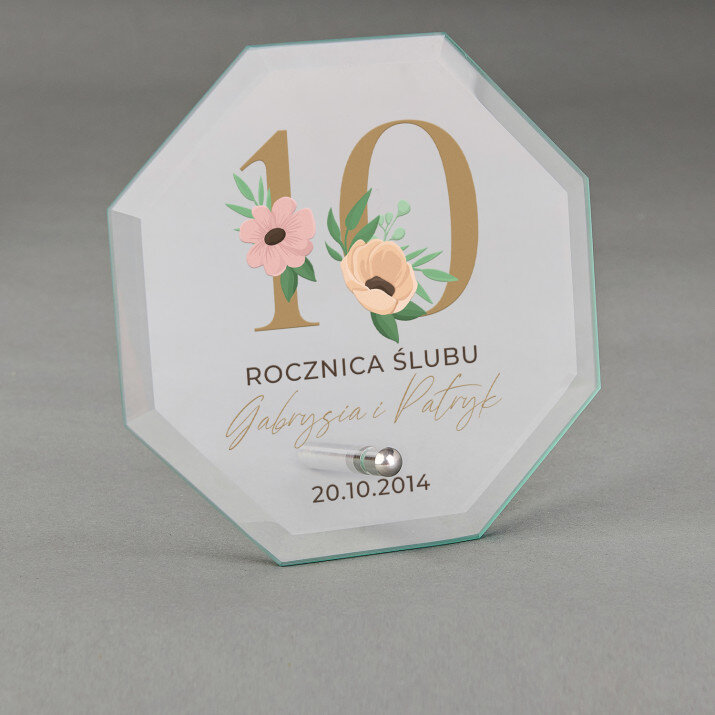 10 rocznica ślubu kwiaty - Szklana statuetka