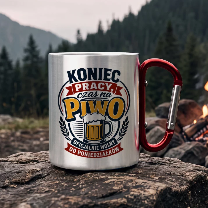 Kubek Metalowy z Karabińczykiem Na Odejście Z Pracy Prezent Dla Mężczyzny: Wolność Po Pracy