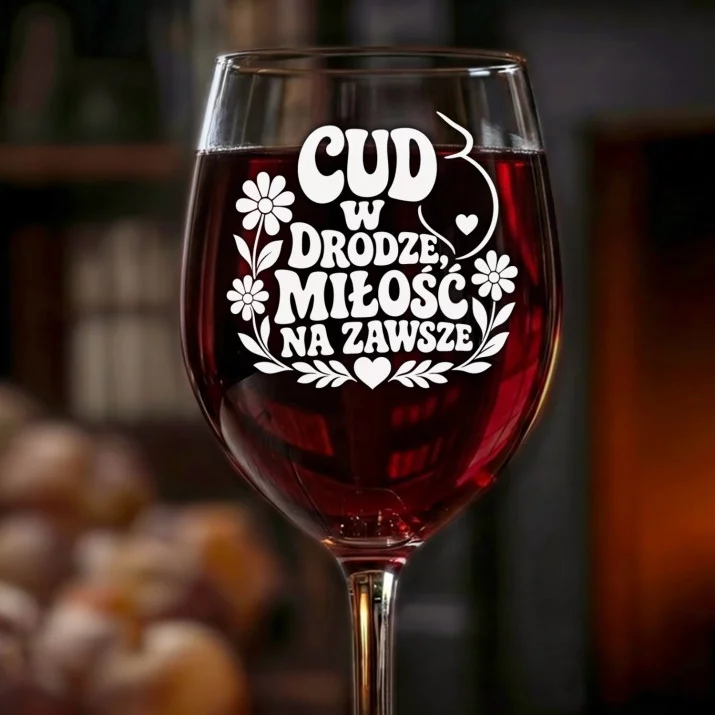 Kieliszek Do Wina Dla Przyszłej Mamy W Ciąży Prezent Na Dzień Mamy Dla Kobiety: Cud W Drodze