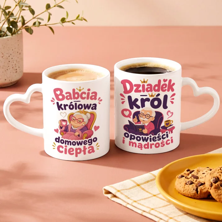 Zestaw Kubków Dla Babci i Dziadka Prezent Na Dzień Babci i Dziadka Dla Pary: Serce I Filar Zestaw Kubków Dla Babci i Dziadka Prezent Na Dzień Babci i Dziadka Dla Pary: Serce I Filar