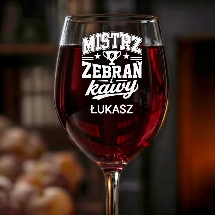 Kieliszek Do Wina z Grawerem Dla Kolegi Z Pracy Prezent Dla Mężczyzny: Mistrz Zebrań I Kawy