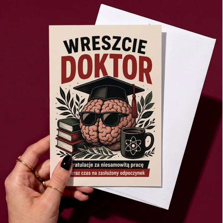 Kartka z Życzeniami Na Obronę Doktoratu Dla Mężczyzny: Naukowy Triumf Retro Kartka z Życzeniami Na Obronę Doktoratu Dla Mężczyzny: Naukowy Triumf Retro