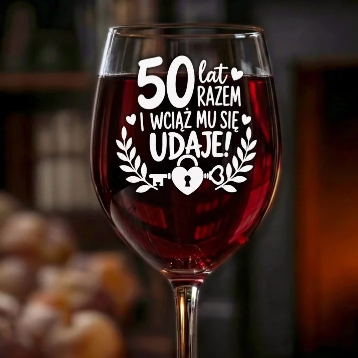 Kieliszek Do Wina Na 50 Rocznicę Ślubu Prezent Dla Mężczyzny: 50 Lat Razem - Humor