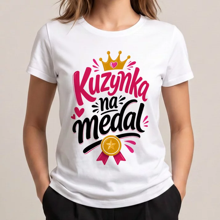 Koszulka Damska Biała Dla Kuzynki Prezent Dla Kobiety: Kuzynkowy Humor