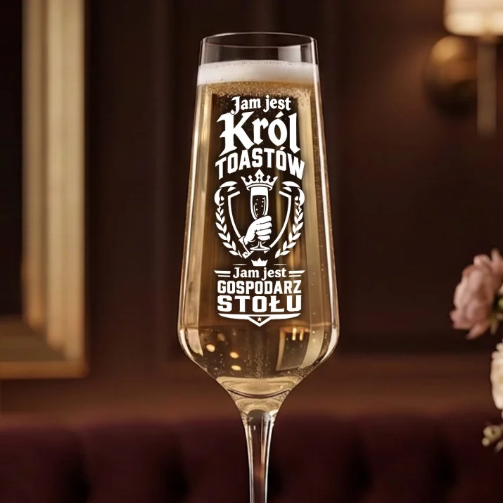 Kieliszek Do Szampana Z Grawerem Na 30 Urodziny Prezent Dla 30 Latka Mężczyzny: Herb Króla Toastów