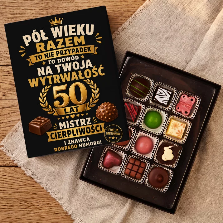 Czekoladki Na 50 Rocznicę Ślubu Prezent Dla Mężczyzny: Złote 50 Lat Razem