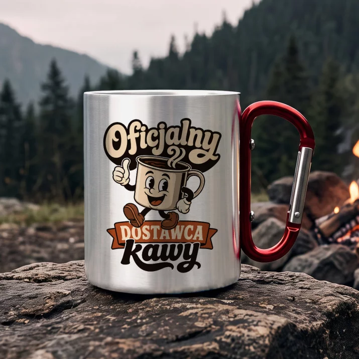 Kubek Metalowy z Karabińczykiem Dla Współpracownika Prezent Dla Mężczyzny: Retro Maskotka Kawy