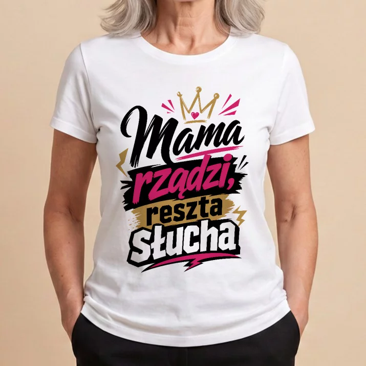 Koszulka Damska Biała Dla Mamy Prezent Na Dzień Mamy Dla Kobiety: Królowa Chaosu