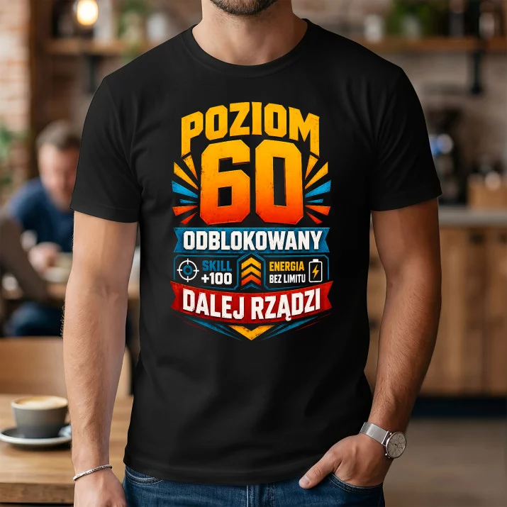 Koszulka Męska Na 60 Urodziny Prezent Dla Mężczyzny: Poziom 60