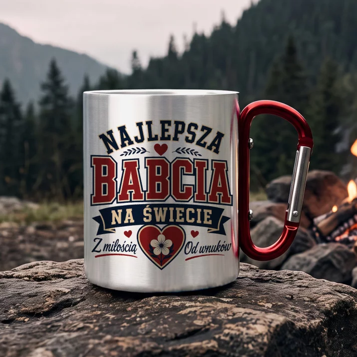 Kubek Metalowy z Karabińczykiem Na Dzień Babci Prezent Dla Babci Kobiety: Vintage Varsity Babcia Kubek Metalowy z Karabińczykiem Na Dzień Babci Prezent Dla Babci Kobiety: Vintage Varsity Babcia