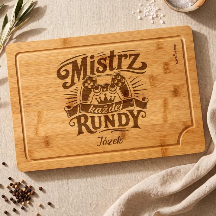 Deska Do Krojenia z Grawerem Dla Gracza Prezent Dla Mężczyzny: Mistrz Każdej Rundy Deska Do Krojenia z Grawerem Dla Gracza Prezent Dla Mężczyzny: Mistrz Każdej Rundy