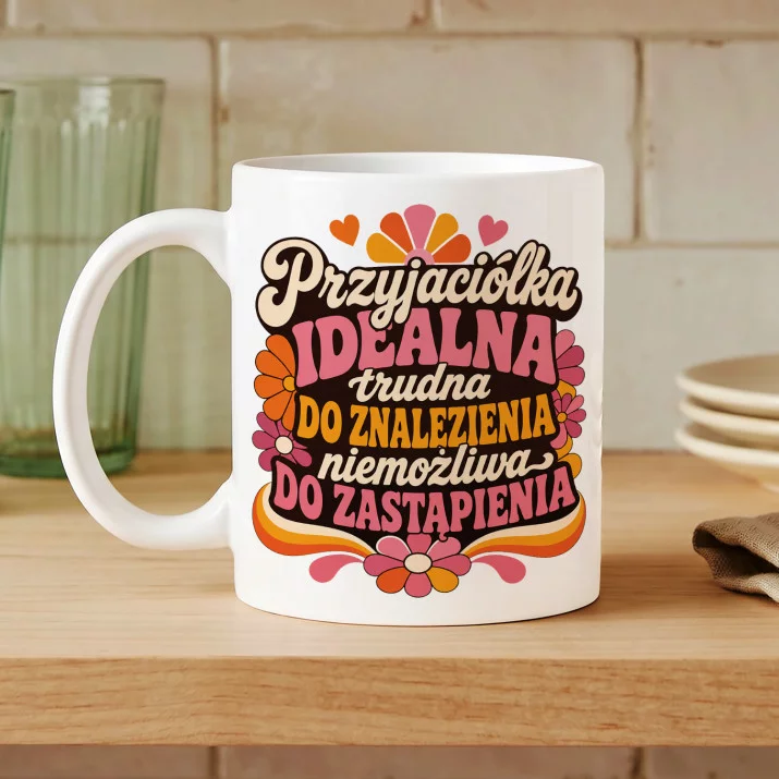 Kubek Z Nadrukiem Dla Przyjaciółki Prezent Dla Kobiety: Idealna Przyjaciółka Retro Kubek Z Nadrukiem Dla Przyjaciółki Prezent Dla Kobiety: Idealna Przyjaciółka Retro