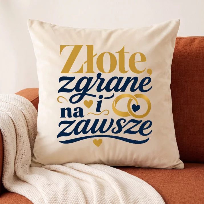 Poduszka Dekoracyjna Na 50 Rocznicę Ślubu Prezent Dla Pary: Złote Chwile