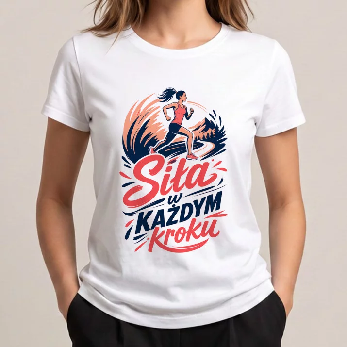 Koszulka Damska Biała Dla Biegaczki Prezent Dla Kobiety: Elegancka Moc Biegu