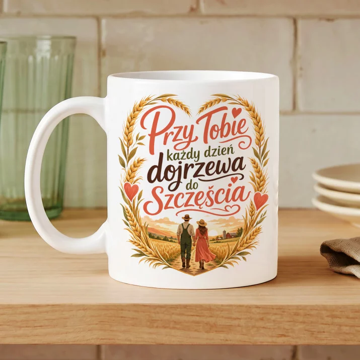 Kubek Z Nadrukiem Dla Rolnika Prezent Dla Mężczyzny: Dojrzewa Do Szczęścia Kubek Z Nadrukiem Dla Rolnika Prezent Dla Mężczyzny: Dojrzewa Do Szczęścia