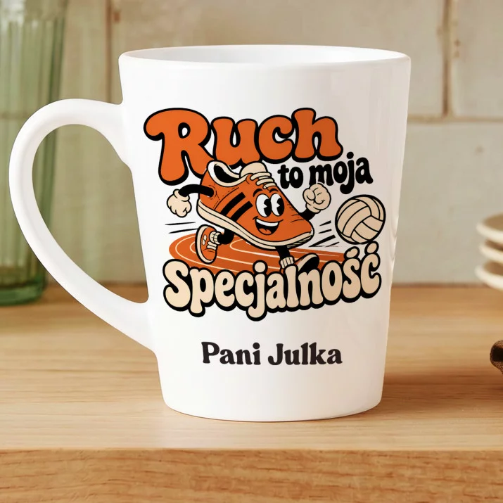 Kubek Personalizowany Dla Nauczycielki Wf Prezent Na Dzień Nauczyciela Dla Kobiety: Ruch To Moja Specjalność Kubek Personalizowany Dla Nauczycielki Wf Prezent Na Dzień Nauczyciela Dla Kobiety: Ruch To Moja Specjalność