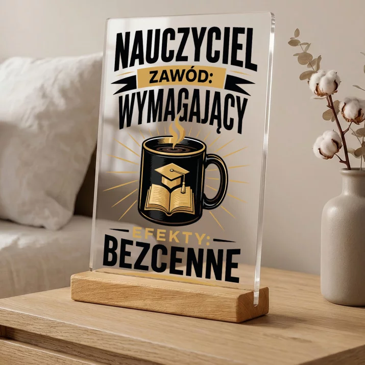 Druk Na Szkle Na Dzień Nauczyciela Prezent Dla Nauczyciela Mężczyzny: Nauczyciel Bezcenne Efekty