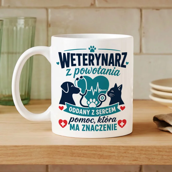 Kubek Z Nadrukiem Dla Weterynarza Prezent Dla Mężczyzny: Weterynarz Z Powołania Kubek Z Nadrukiem Dla Weterynarza Prezent Dla Mężczyzny: Weterynarz Z Powołania