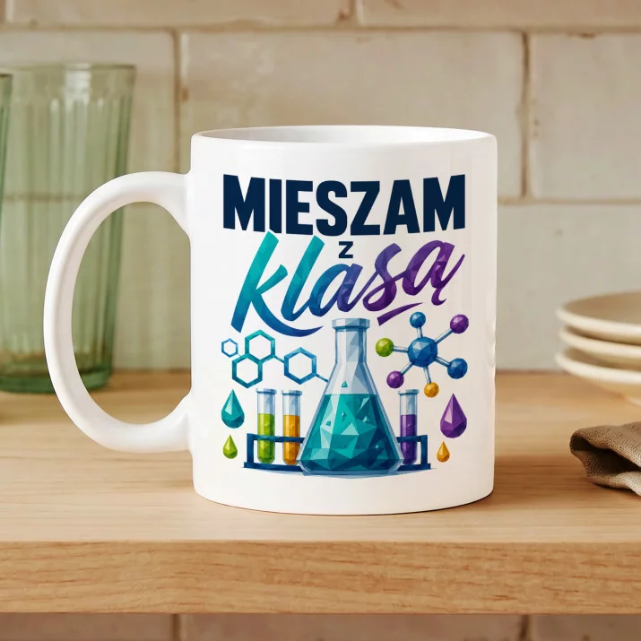 Kubek Z Nadrukiem Dla Chemika Prezent Dla Mężczyzny: Mieszam Z Klasą Kubek Z Nadrukiem Dla Chemika Prezent Dla Mężczyzny: Mieszam Z Klasą