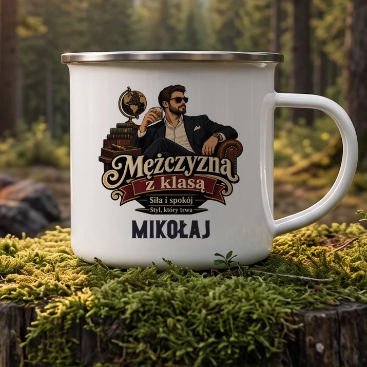 Kubek Emaliowany Dla Mężczyzny Prezent Dla Mężczyzny: Mężczyzna Z Klasą Kubek Emaliowany Dla Mężczyzny Prezent Dla Mężczyzny: Mężczyzna Z Klasą