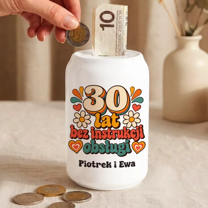 Skarbonka Na 30 Rocznicę Ślubu Prezent Dla Pary: 30 Lat Bez Instrukcji Skarbonka Na 30 Rocznicę Ślubu Prezent Dla Pary: 30 Lat Bez Instrukcji