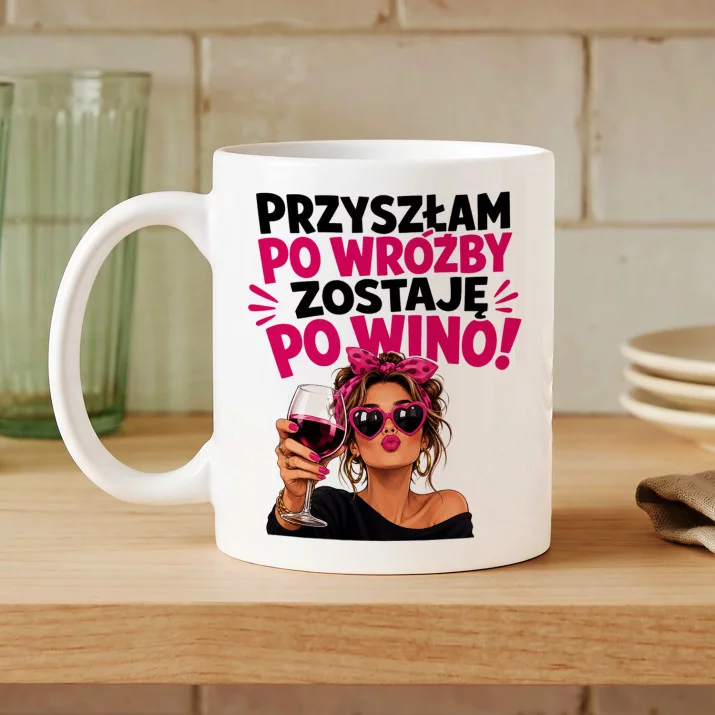 Kubek Z Nadrukiem Na Andrzejki Prezent Dla Kobiety: Przyszłam Po Wróżby Kubek Z Nadrukiem Na Andrzejki Prezent Dla Kobiety: Przyszłam Po Wróżby