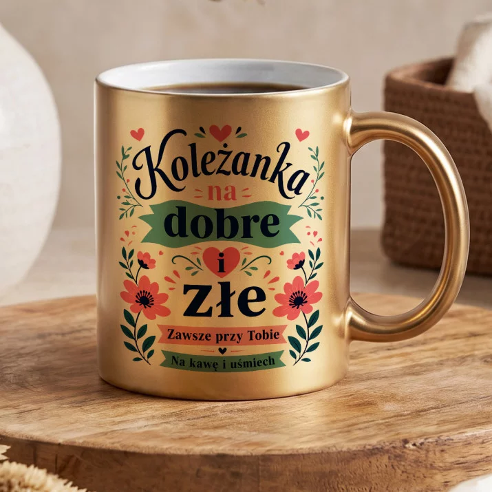 Złoty Kubek Dla Koleżanki Prezent Dla Kobiety: Kawa I Pogaduchy Złoty Kubek Dla Koleżanki Prezent Dla Kobiety: Kawa I Pogaduchy