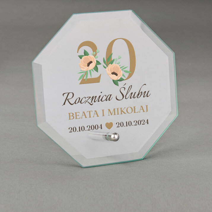 20 rocznica ślubu kwiaty - Szklana statuetka